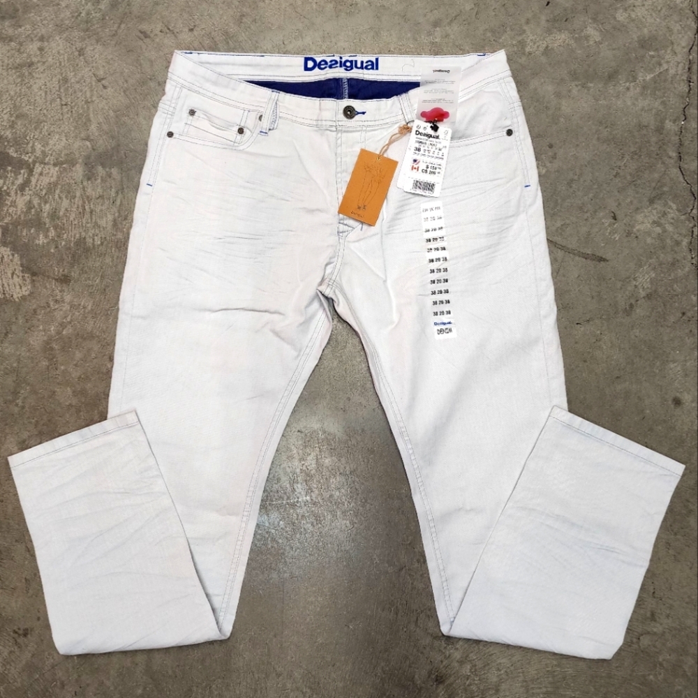 Desigual Mens Light Blue Designer Jeans  Size 38 Slim Fit NWT